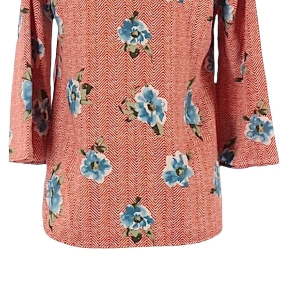 🌺 Les Amis Chevron Floral Print Tie Neck Blouse Size S NWT - Picture 6 of 9